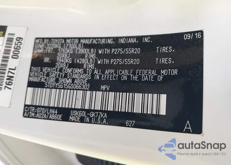 2016 Toyota Sequoia Platinum 5.7L V8 from USA, damaged, VIN 5TDYY5G15GS066302